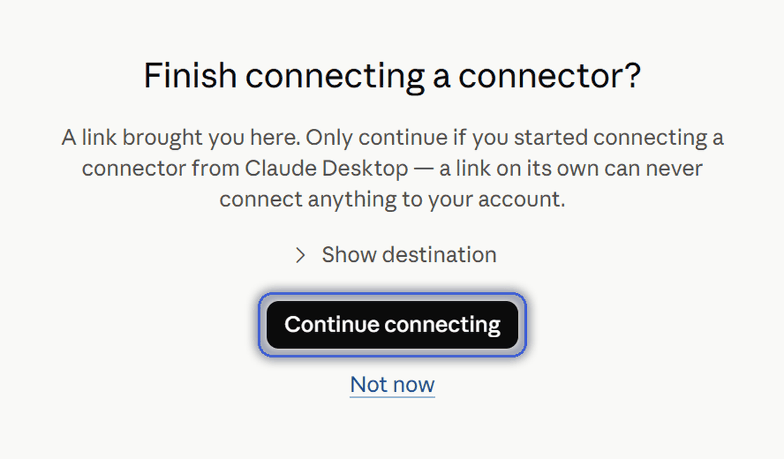 Screenshot: Confirm the connection